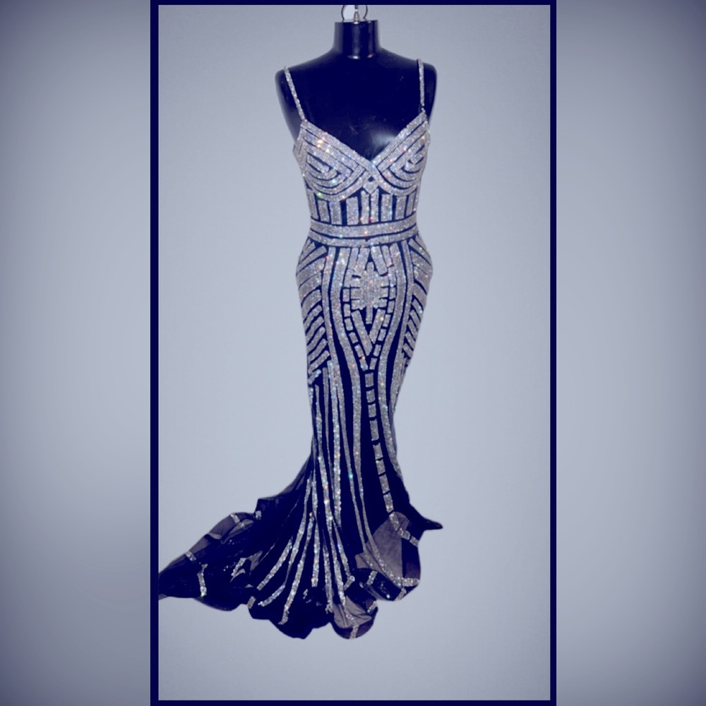 Royal blue and Crystal prom dress by Glow